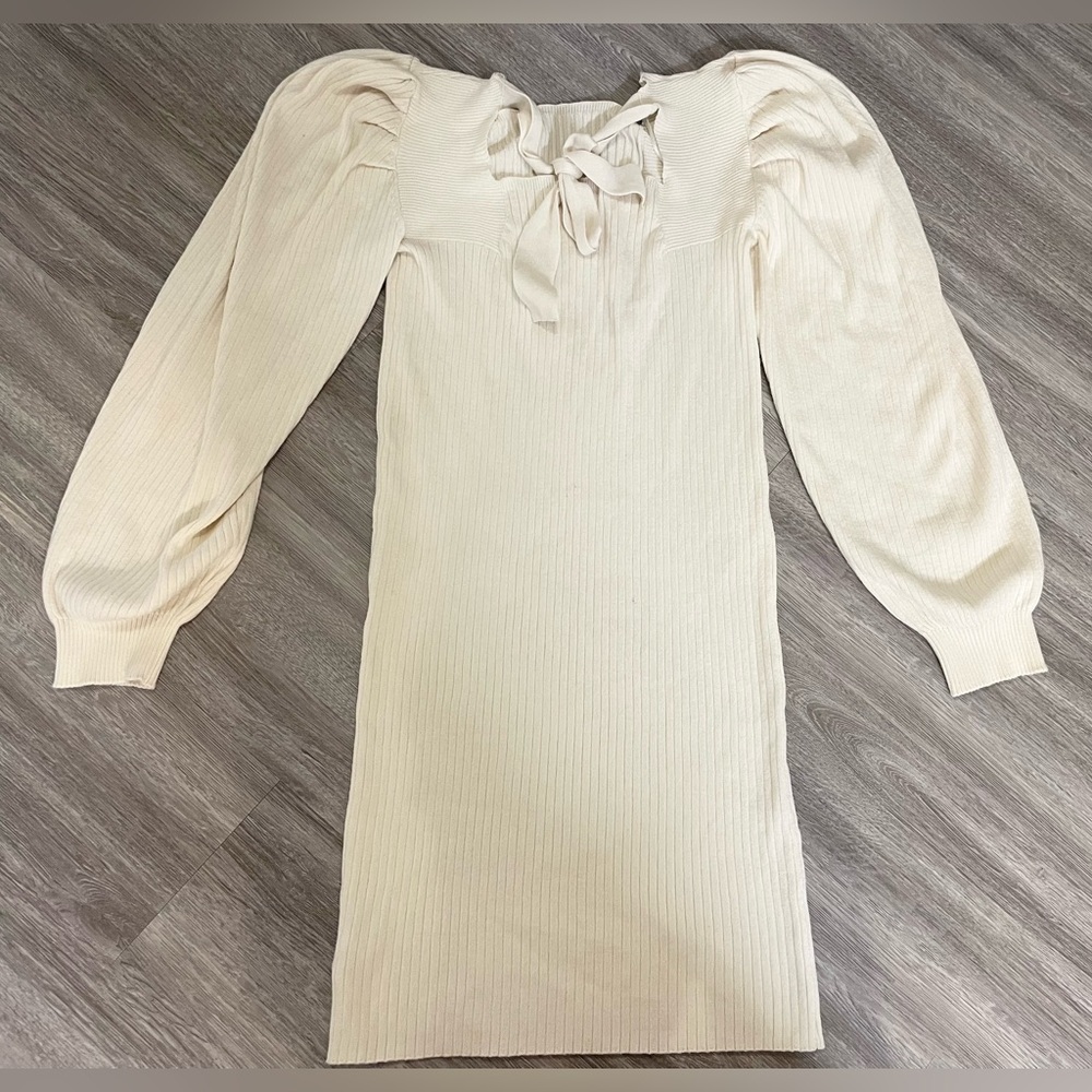Ribbed Cream Dress - Picture 2 of 2